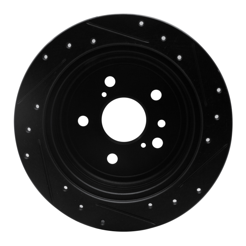 Toyota Sienna Brake Rotor (1) - Rear Left - R1 Concepts - Drilled & Slotted - Black - `04-`10